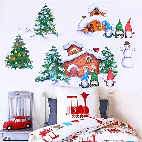 2 hojas de calcomanías de pared de árbol de Navidad, calcomanías de pared de vinilo de Navidad, calcomanías de arte de pared extraíbles para pared,