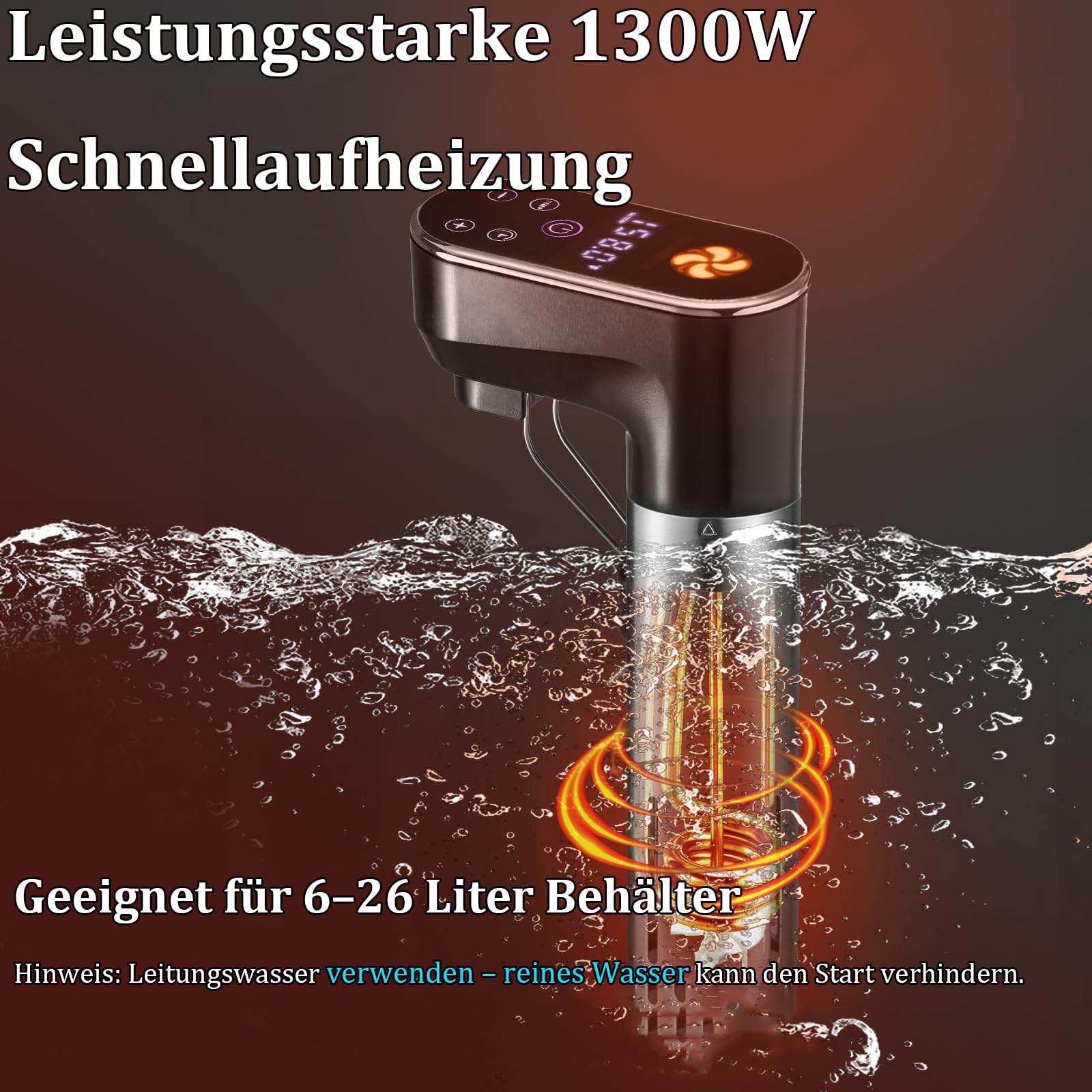 Sous Vide Stick 1300W WLAN App Steuerung Upgrade Version IPX7 Wasserdicht Souvid Stab mit 37 Rezepten Digitaler Praezisionskocher Slow Cooker Fleisch Gemuese Eier Elektrischer Kochtopf