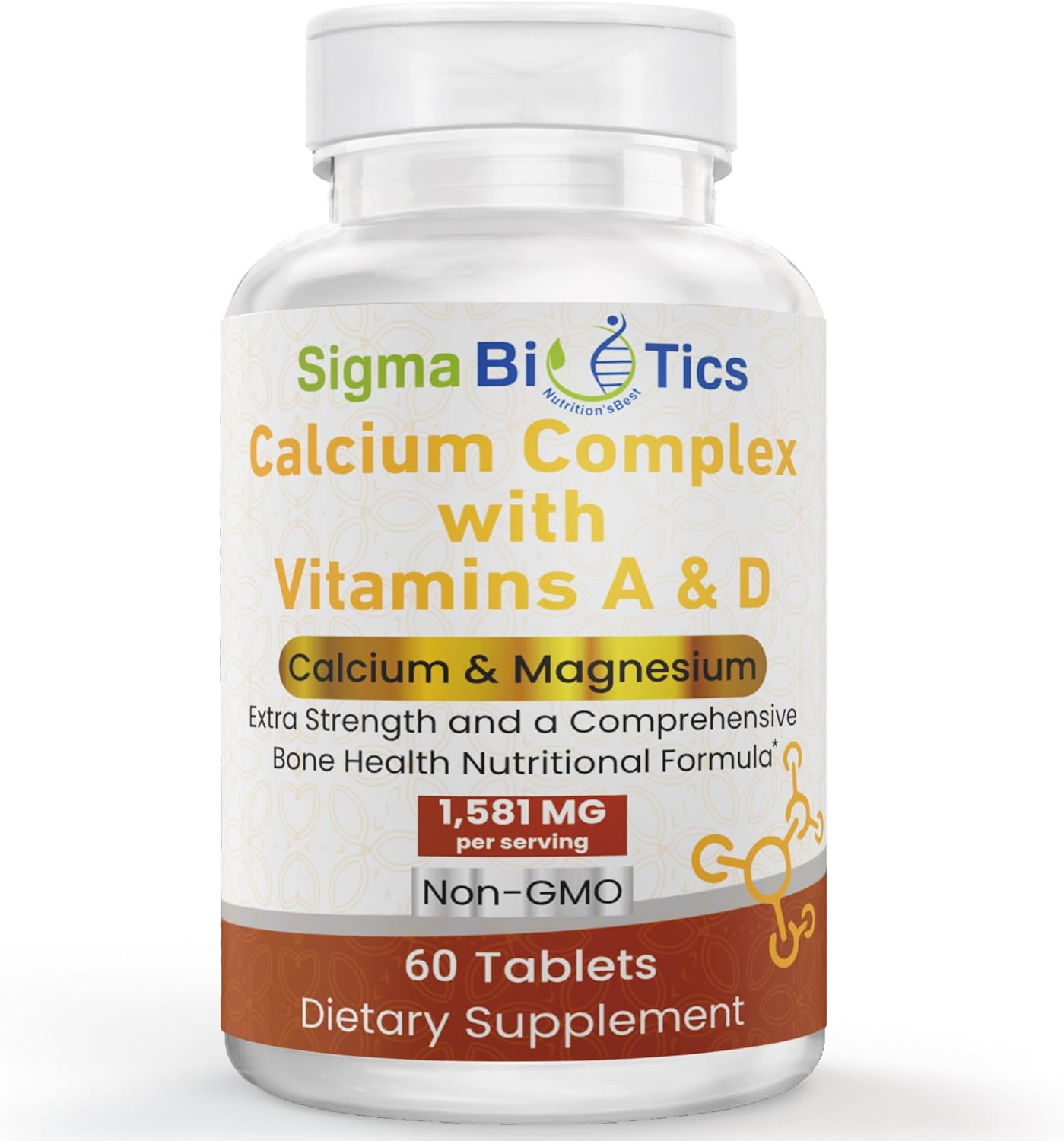 Sigma Biotics Calcium Complex with Vitamins A & D – Bioavailable Calcium Tablets with Magnesium – Calcium & Vitamin D Supplement for Bone Health – Non-GMO Calcium Mineral Supplement – 60 Tablets Sigma Biotics Calcium Complex with Vitamins A & D – Bioavailable Calcium Tablets with Magnesium – Calcium & Vitamin D Supplement for Bone Health – Non-GMO Calcium Mineral Supplement – 60 Tablets