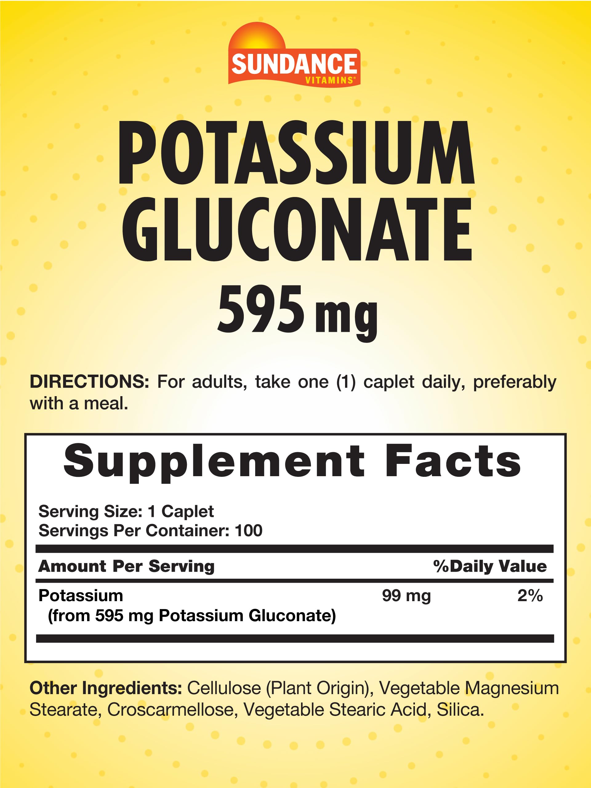 Sundance Potassium Gluconate 595mg | 100 Count — Amazon image 2