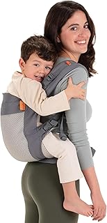 Toddler Carrier (20-60 lbs) with Breathable 3D Mesh & Extra Wide Seat - Front-Carry & Backpack Style - Lightweight Sling Carrier for Children from 18months - Cool Dark Grey