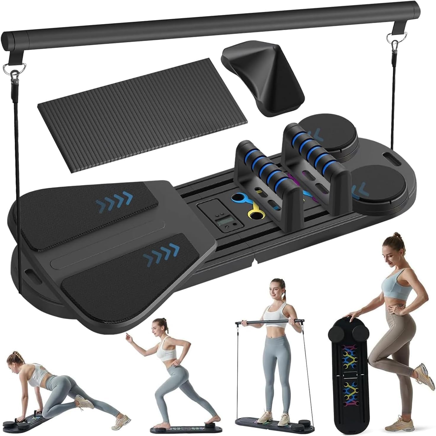 Pilates Reformer Set - Pilates Board for Home Workout, All in One Pilates Equipment with Timer, Home Pilates Machine Kit, Exercise Board, Ab Core Trainer, Core Workout Equipment
