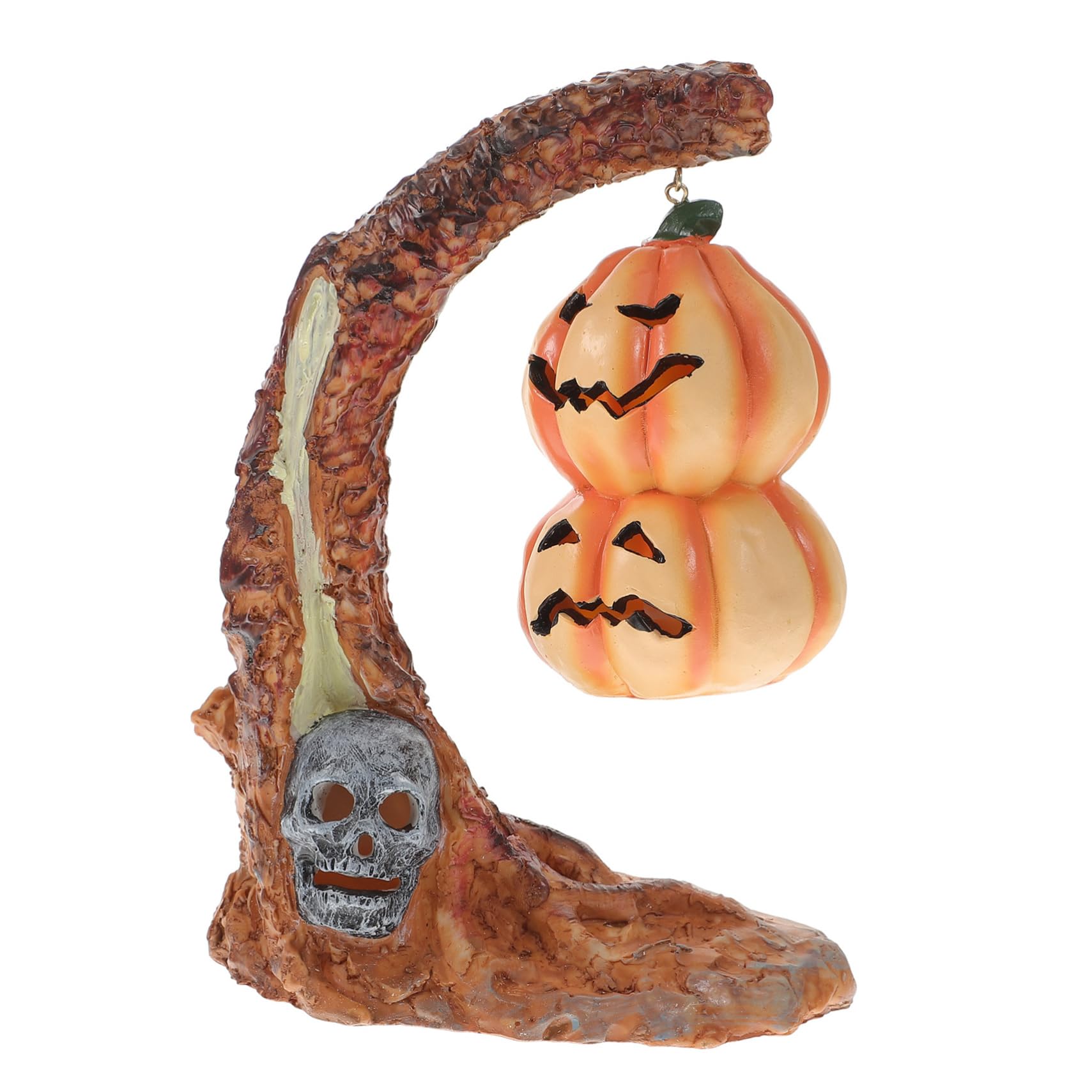 Garneck Halloween Pumpkin Decor Unique Resin Pumpkin Lamp for Indoor Fall Decor Light Up Table Centerpiece for Halloween Party and Farmhouse Decorations