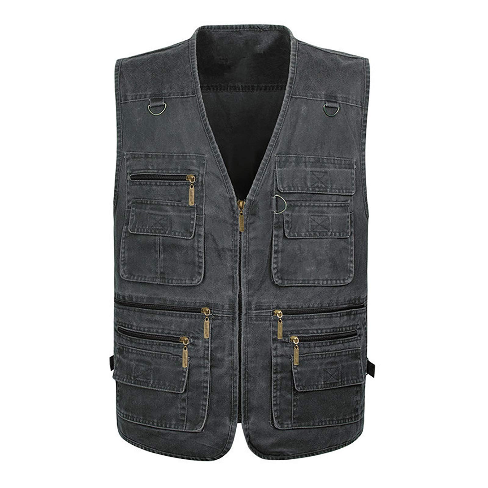 G&F Unisexe Pêche Multi-Poches Gilet Chasse Photographie Journaliste Vêtements Travail Extérieur Séchage Rapide Gilet (Color : Gray, Size : 7XL)