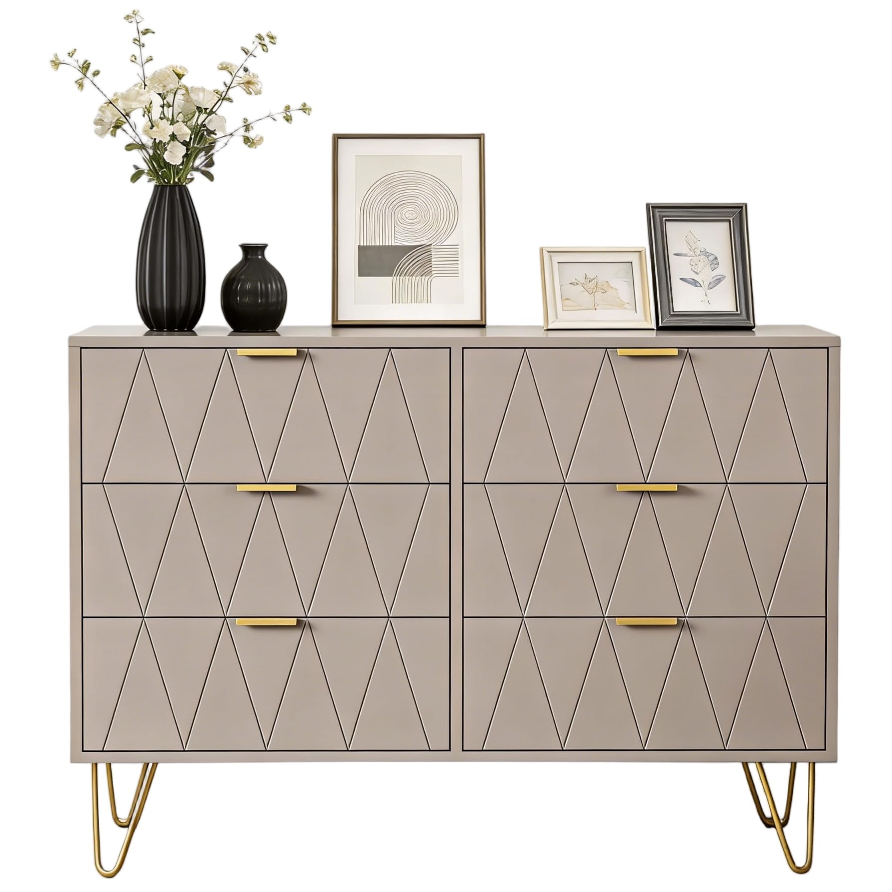 UEV Kommode mit 6 Schublanden 100x34x73cm Aufbewahrungsschrank (Moka)