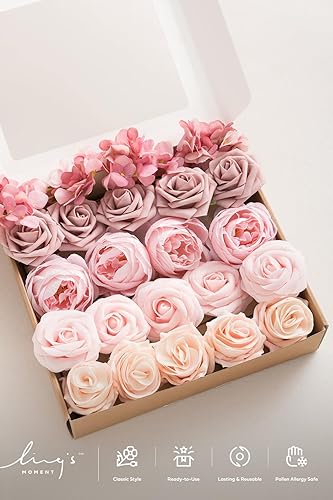 Miniatura 5 de Ling's moment - Juego de flores artificiales para manualidades, ramos de boda, centros de mesa, arreglos de novia, fiestas y decoración del hogar