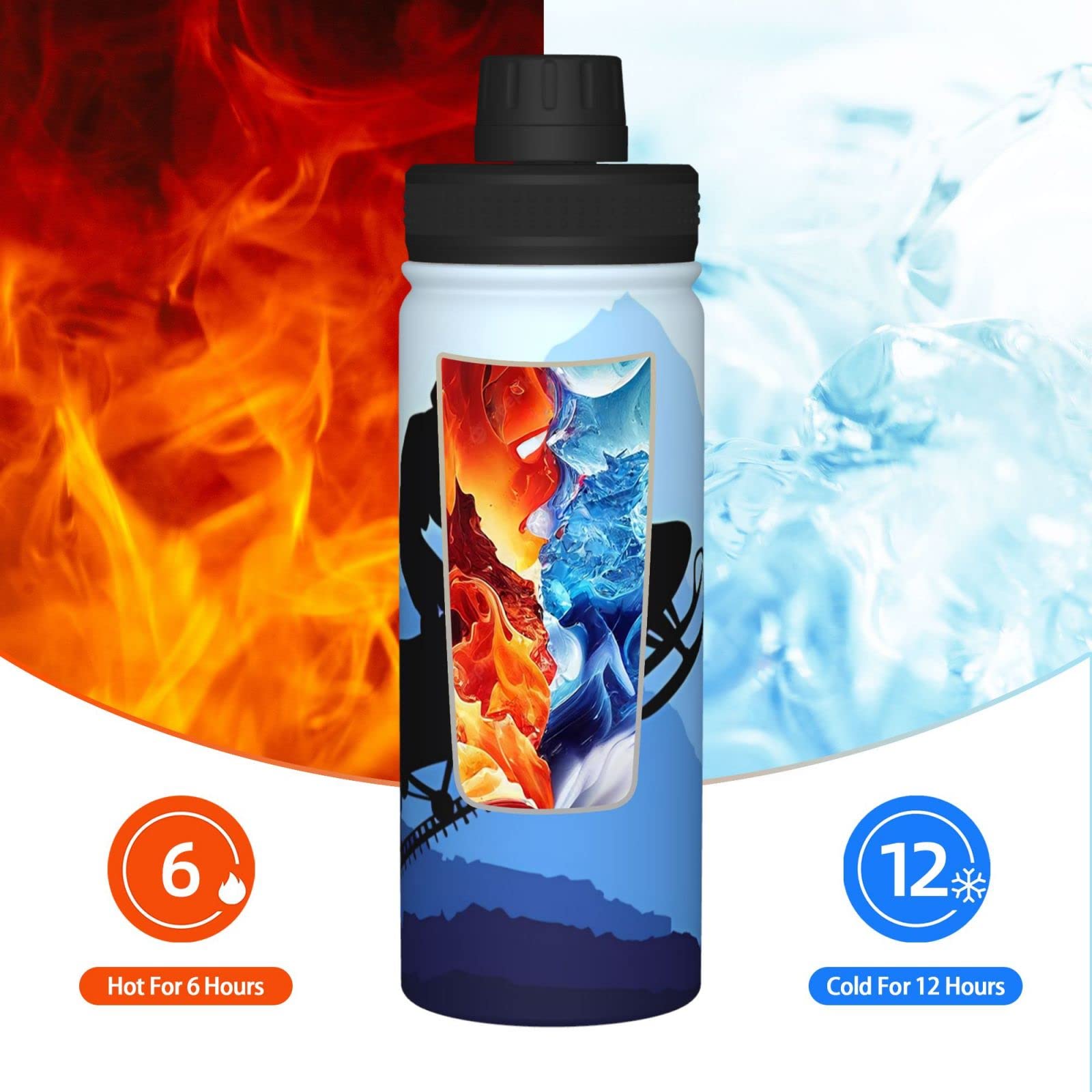 Snowmobile Sport-Trinkflasche, 510 ml, isolierte Edelstahl, auslaufsichere Wasserflasche für Reisen, Fitnessstudio, Büro