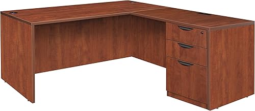 Miniatura 24 de Regency Legacy - Escritorio en L con pedestal individual con tres cajones, 66 pulgadas, gris ceniza Gris