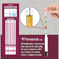 Vista 9 de Fermtech Kit de hidrómetro de triple escala de vidrio – Prueba ABV, Brix, gravedad para vino, cerveza, aguamiel y kombucha, con paño de microfibra