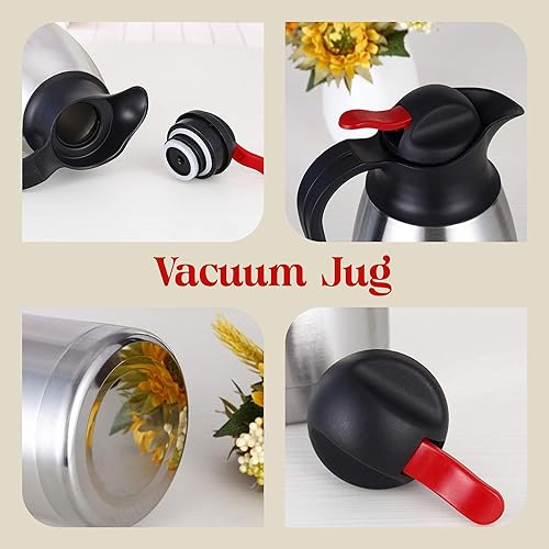 Miniatura 6 de Jarra térmica de 60 onzas  1.8L - Dispensador de bebidas calientes de 12 horas, jarra aislada de acero inoxidable para líquidos calientes - Frasco