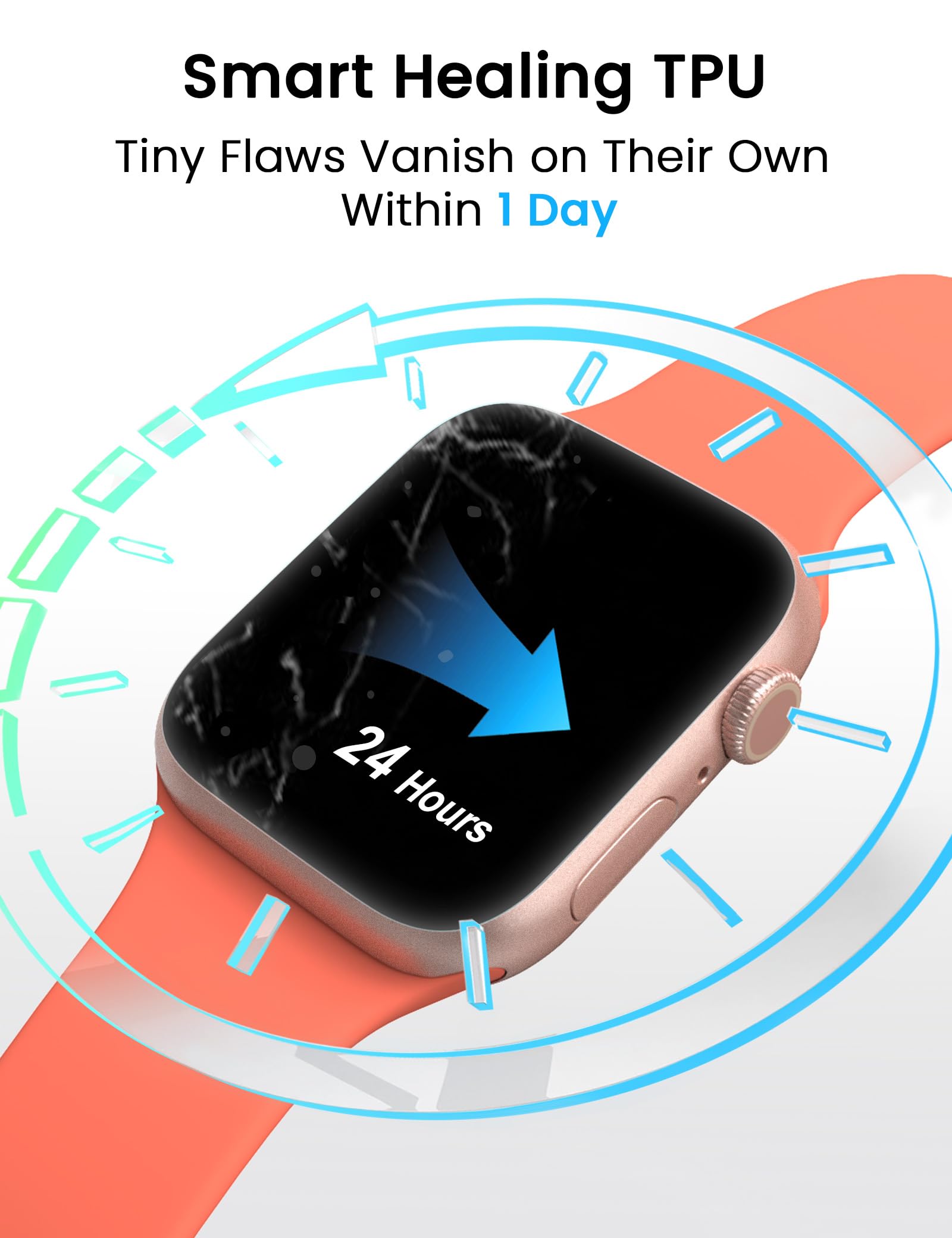 Sinoacc Osłona ekranu do Apple Watch Series 10 46 mm (6 sztuk) samoregenerująca się elastyczna folia TPU do iWatch 10 46 mm, odporna na pęcherzyki powietrza, HD, ultracienka, łatwa instalacja