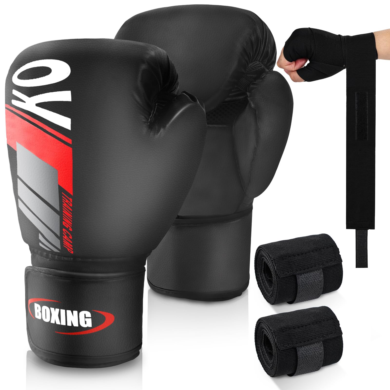 Guantes de Boxeo 14oz con Palma Ventilada para Kickboxing Muay Thai Entrenamiento Hombres Mujeres