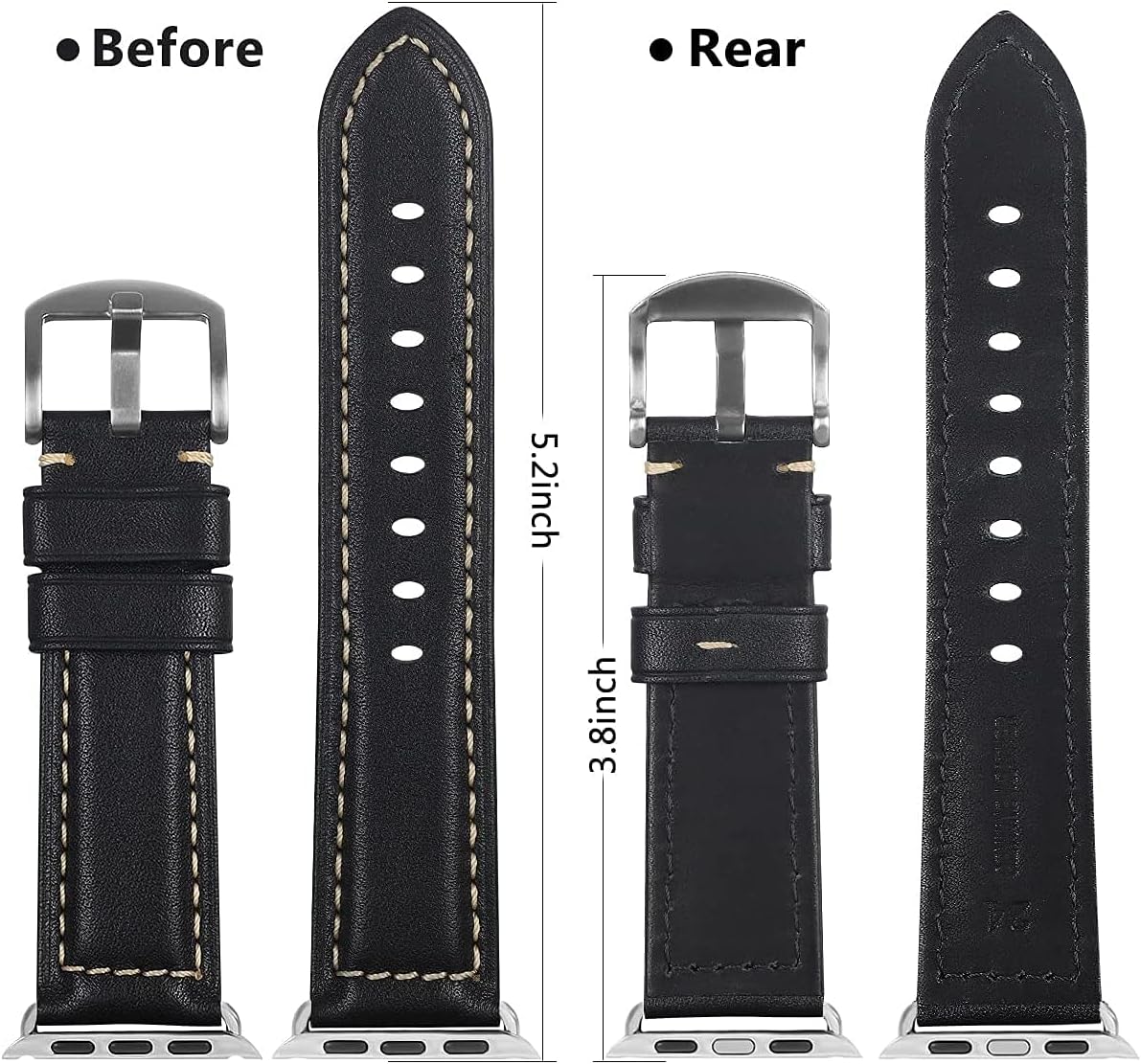 HUAFIY Compatible for Apple Watch Bands 42mm 44mm45mm46mm 49mm 38mm 40mm41mm, Genuine Leather Band Strap for iWatch Series 11/10/9/8,7,6,5,4,3,2,1, Ultra3 2 1 - Image 2