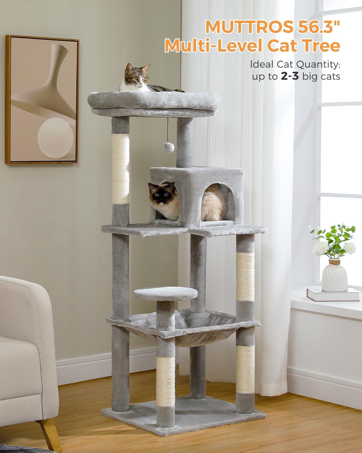 Detailed view of the MUTTROS cat tree components and assembly points.