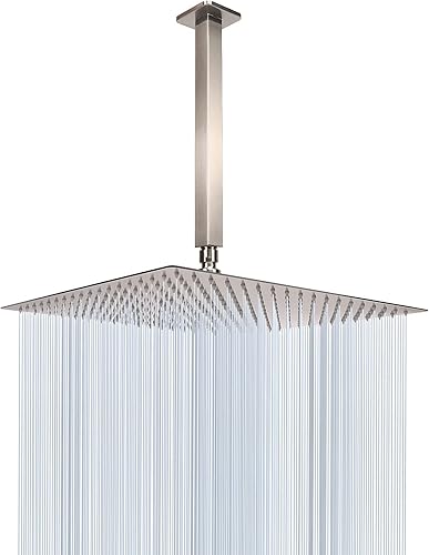 NearMoon - Cabezal de ducha de lluvia con brazo de regadera, ducha cuadrada de montaje en techo, cabezal de ducha de lluvia de acero inoxidable para