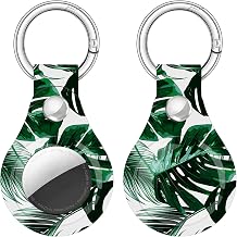 Case for Airtags Holder, Cute Air Tags Case Cover with Anti-Lost Keychain, [Scratch Resistant] Protective Airtags Case for Apple Tracker Key Finder 2021 Women Palm Leaf