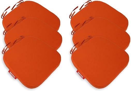 Xpermate 6l  Sandalye Minderi Seti Oval 42x42x5 cm Standart Fit, Fermuarl  Y kanabilir K l f, Ba c kl  Kaymaz, Leke Tutmaz Oturma Minderi Turuncu