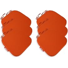 6'l  Sandalye Minderi Seti Oval 42x42x5 cm Standart Fit, Fermuarl  Y kanabilir K l f, Ba c kl  Kaymaz, Leke Tutmaz Oturma Minderi Turuncu