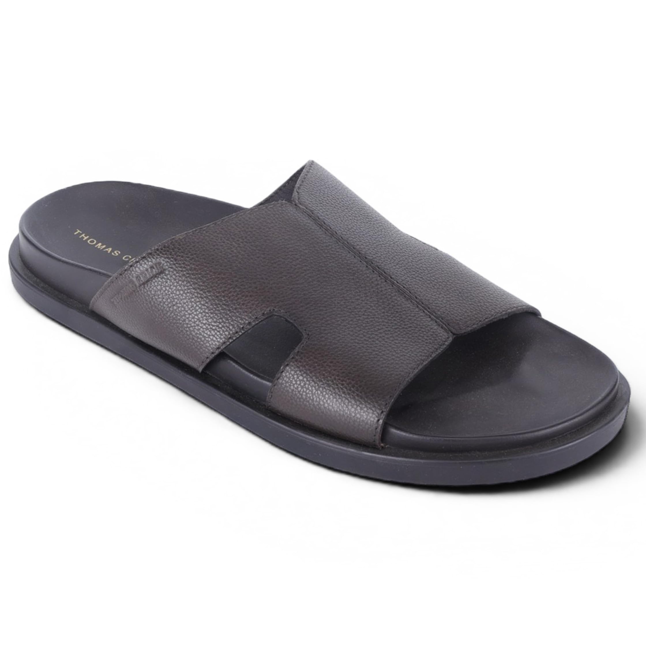 Men's Dune Genuine Leather Slides | Premium Open Toe Broad-Strap Casual Sandals with Contour TPR Sole, UK Size 6-11-image-18