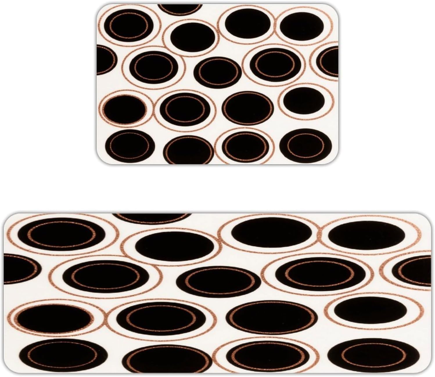 Retro Copper-Colored Circles Kitchen Mat Kitchen Rug Set | Kitchen Rugs Flannel Velvety Washable breathable Water Absorbent Soft ，kitchen utensils for Kitchen, Floor,Laundry