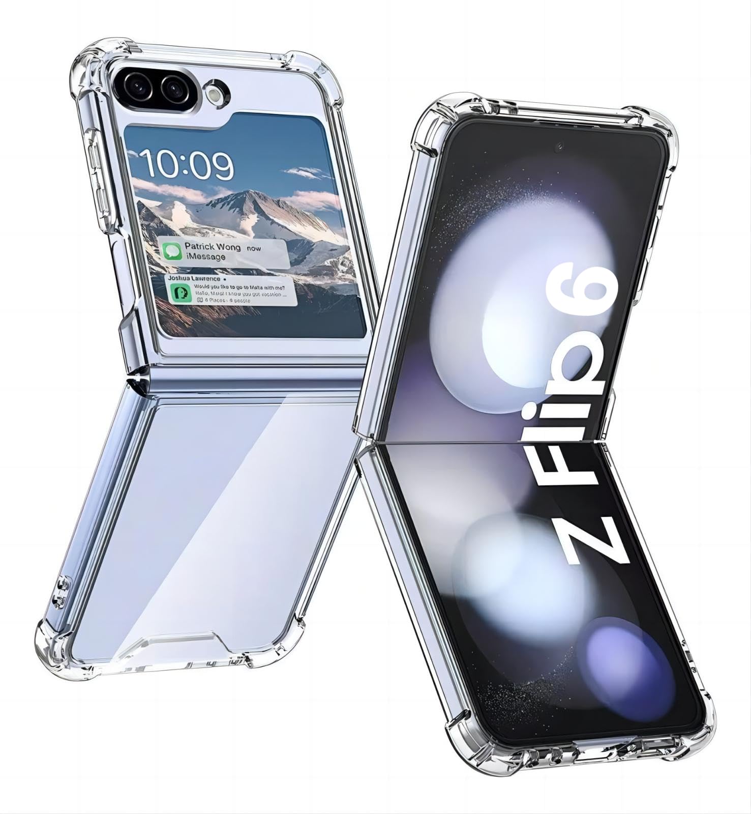 USTIYA Funda para Samsung Galaxy Z Flip 6 5G acrílico transparente + TPU cuatro esquinas funda protectora transparente sin amarilleamiento (transparente)