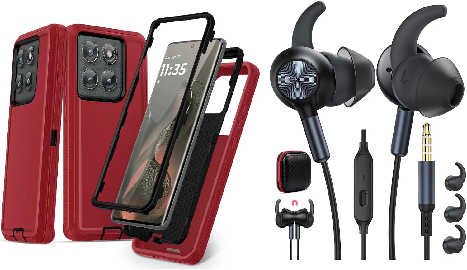 TOPAUX for Moto Edge 2025 Case 3.5mm Wired Earbuds 5FT