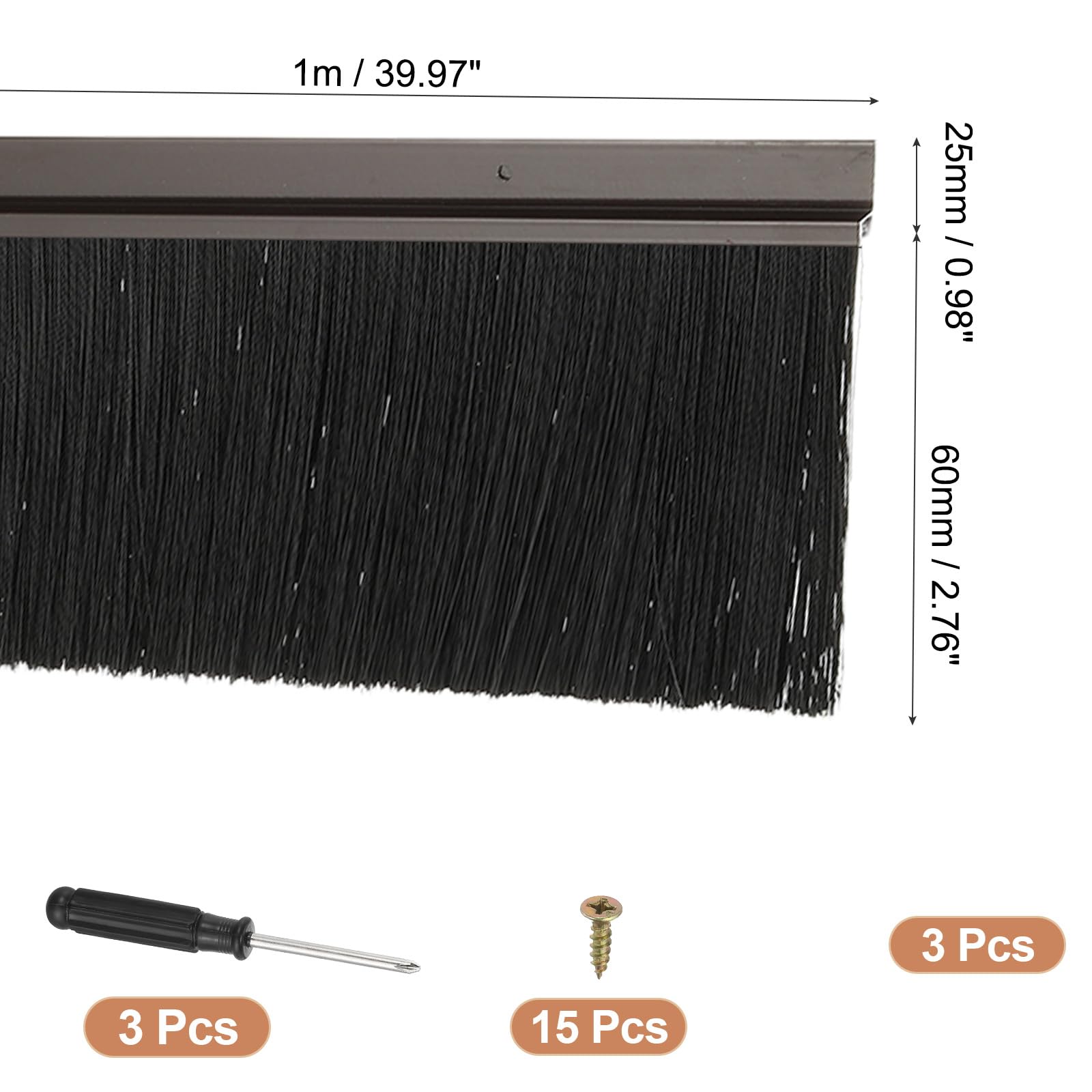 PATIKIL Door Brush Sweeps 2.36" Bristles x 39.37" Long - Image 2
