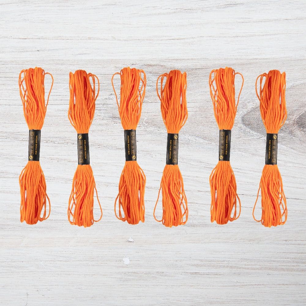 Embroidery Floss Pack – 6 Skeins, 8.7 Yards Each – International Orange Embroidery Floss for Needlework, DIY Bracelets, Crafting, Weaving