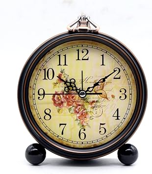Antique Retro Silent Quartz Table Metal Alarm Clock for Student Kids