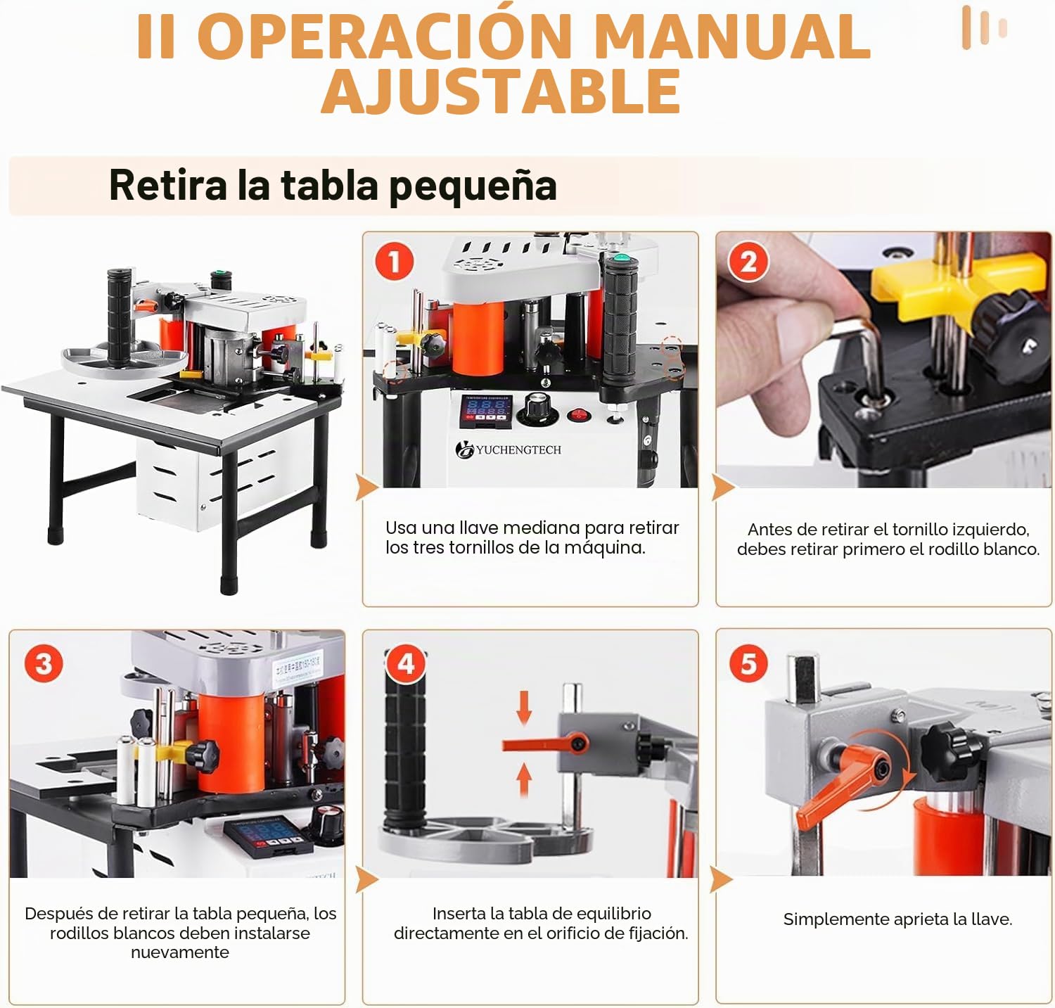 YUCHENGTECH Encoladora de Cantos Portátil Encoladora de Cantos para Madera con Control de Velocidad 2-6m/min Encolado de doble cara Ancho 10-60mm Espesor 0.3-3mm para Madera Contrachapada/PVC/ABS