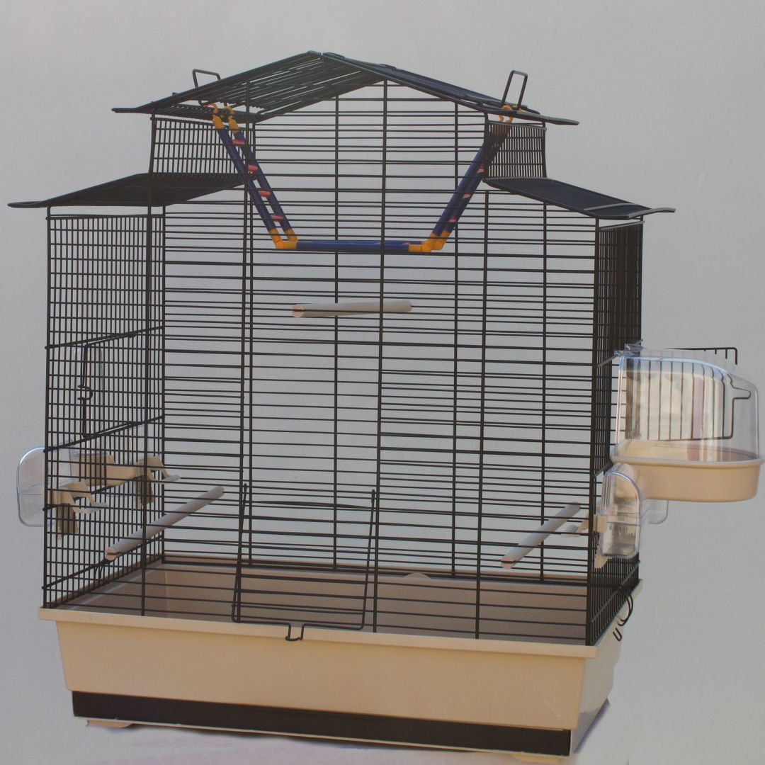 Beiger Vogelkäfig IZA III Cabrio Wellensittichkäfig,Exotenkäfig,Vogelkäfig Vogelbauer Wellensittich Kanarien Voliere Vogelhaus Käfig incl. Badehaus und Trinkröhrchen …