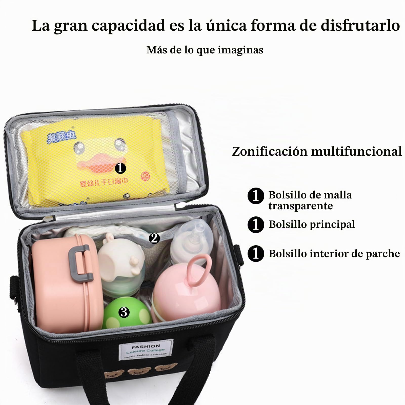 Bolsa de Almuerzo Aislada Bolsa Aislamiento Isotermica Bolsa Nevera Bolsa Comida para Mujeres Adolescentes Niño Escuela Oficina Picnic Blanco