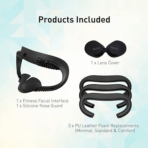 Miniatura 6 de VR Cover Fitness Facial Interface and Foam Comfort Set for Oculus Meta Quest 2 Dark Grey Black Comfort Foam