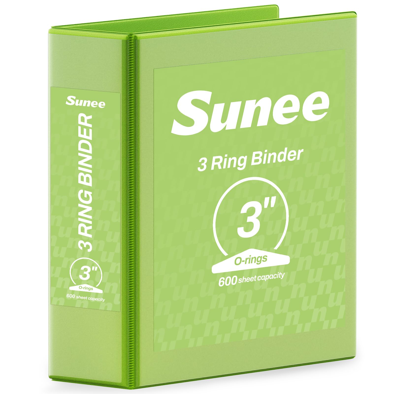 SUNEE Raccoglitore a 3 anelli da 7,6 cm, confezione da 1, trasparente, a tre anelli, senza PVC (adatto per articoli per scuola o ufficio, verde tenero