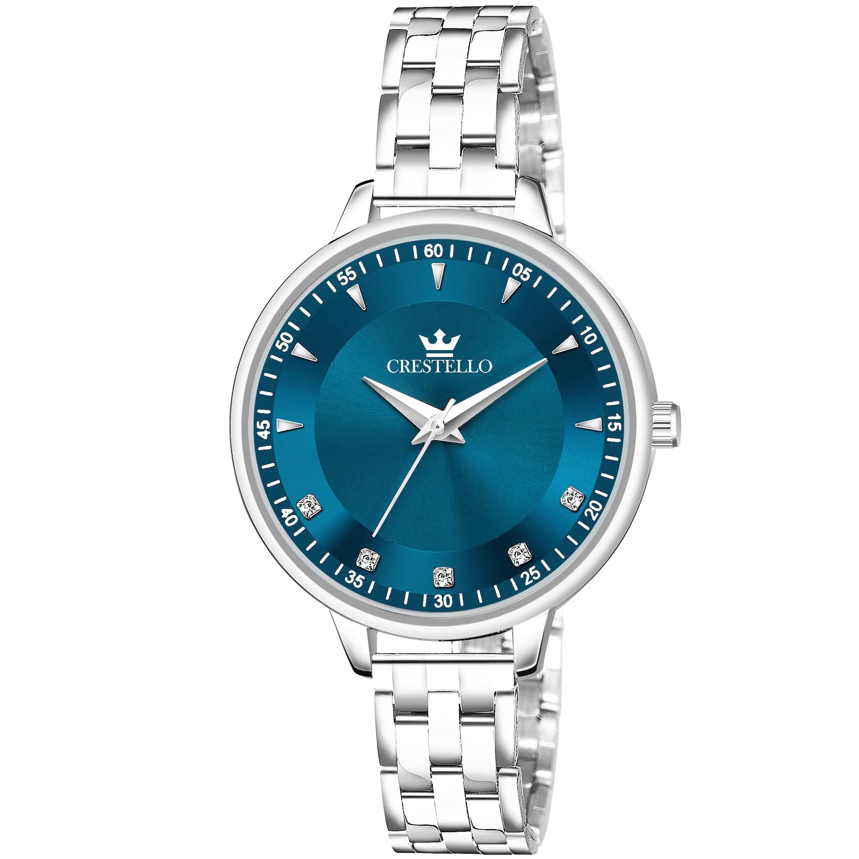 CRESTELLO Stainless Steel Chain Analog Wrist Watch for Women (Black Dial) | CR-L138-BLU-CH (B0CPJF5QS8) Amazon Price History, Amazon Price Tracker