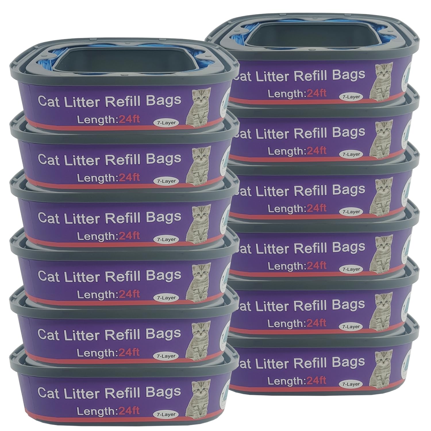 12 Pack Cat Litter Refill Bags Cartridge Compatible with Genie Cat Litter Standard and Plus Pails
