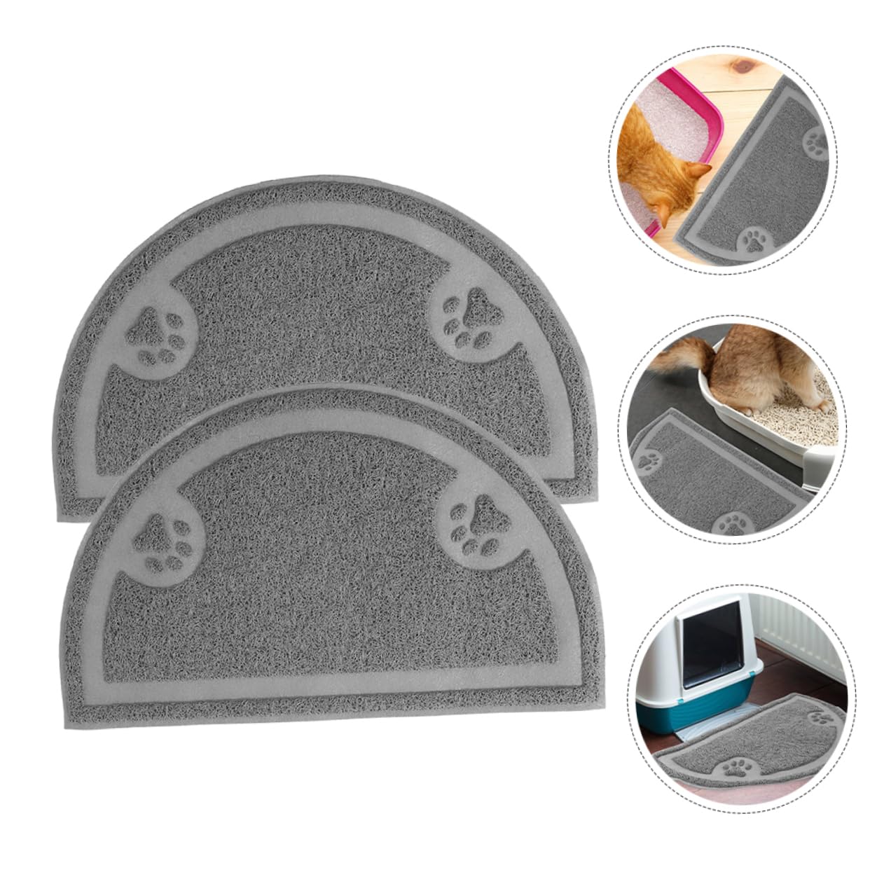 Toddmomy 2 Stück Katzenstreumatte Teilig PVC Rutschfest Große Katzenklo Unterlage für Verschiedene Katzentoiletten Verhindert Streuverschmutzung mit Halbrunden Ecken