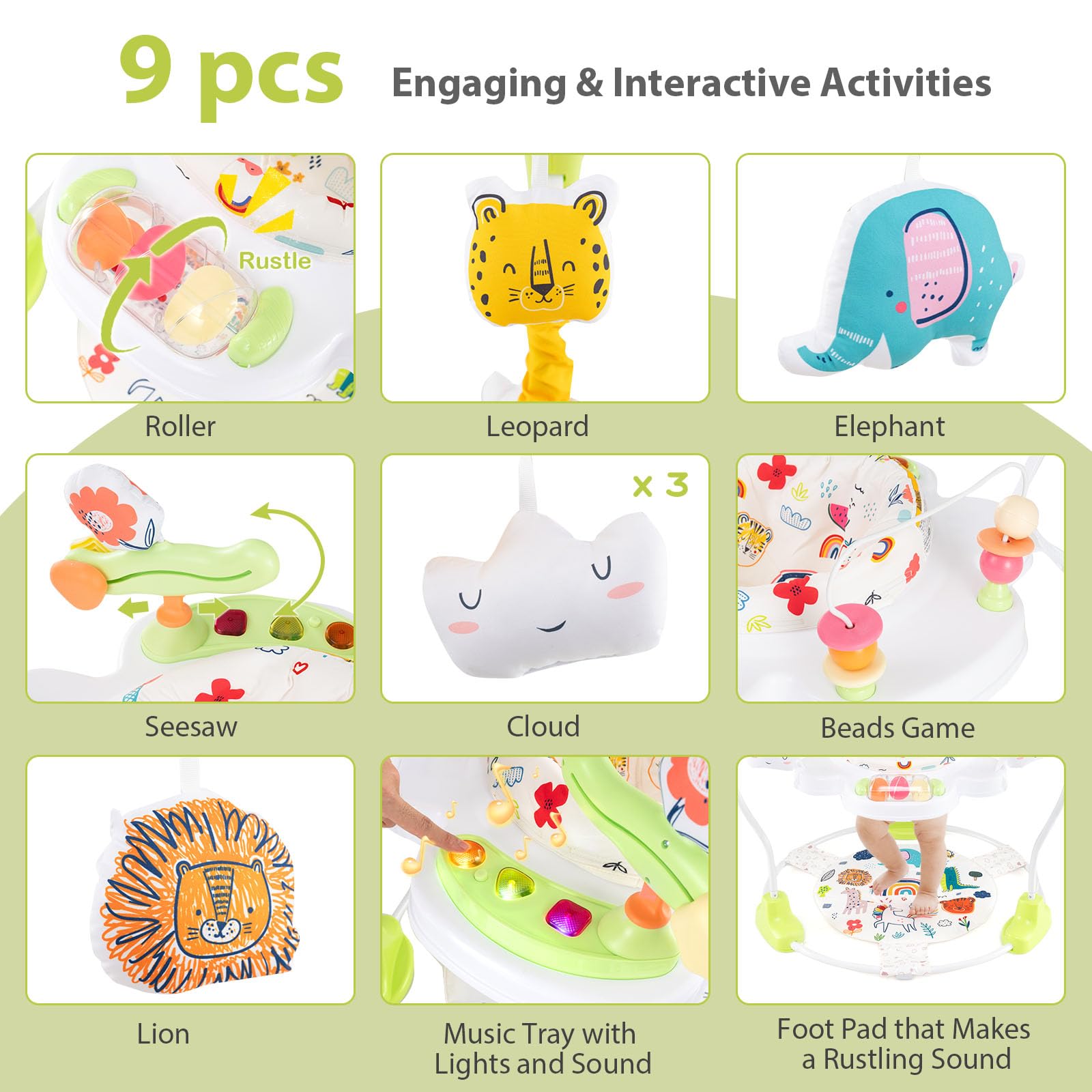 LIFEZEAL Centro de Actividades 2 en 1 para bebé, Jumperoo Baby con Asiento Giratorio 360°, Andador con Juguetes, Centro de Juegos con Luces y melodías, para niño pequeño (Amarillo)