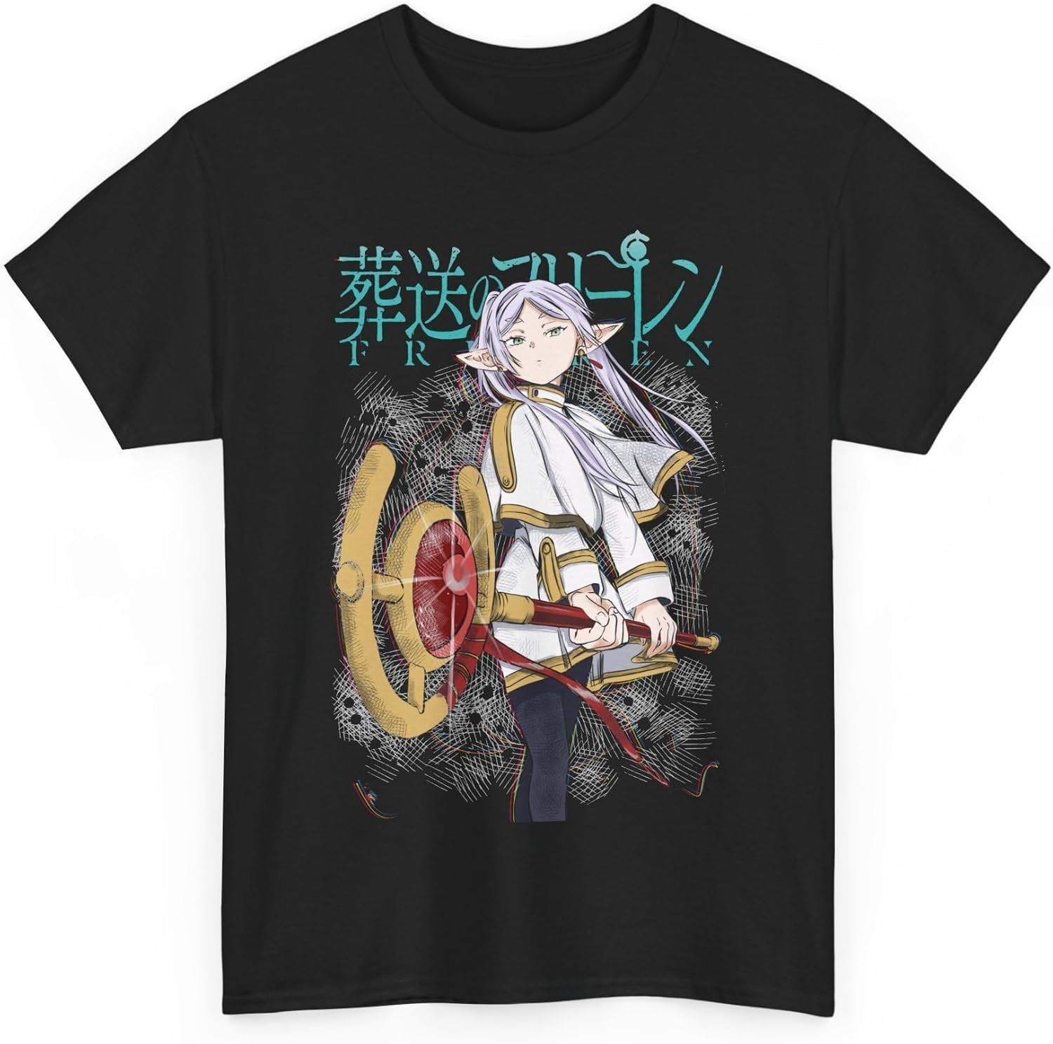Anime Sousou no Frieren Beyond Journey's End T-Shirt Anime Merch Short Sleeved T Shirt Unisex Tee(3X-Large)