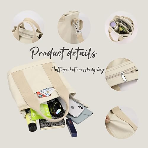 Miniatura 4 de HINGTAT Bolso de mano para mujer, bolsos de hombro de lona, mini bolso cruzado, bolsos de mano de moda, bolsas de viaje, bolsa de viaje