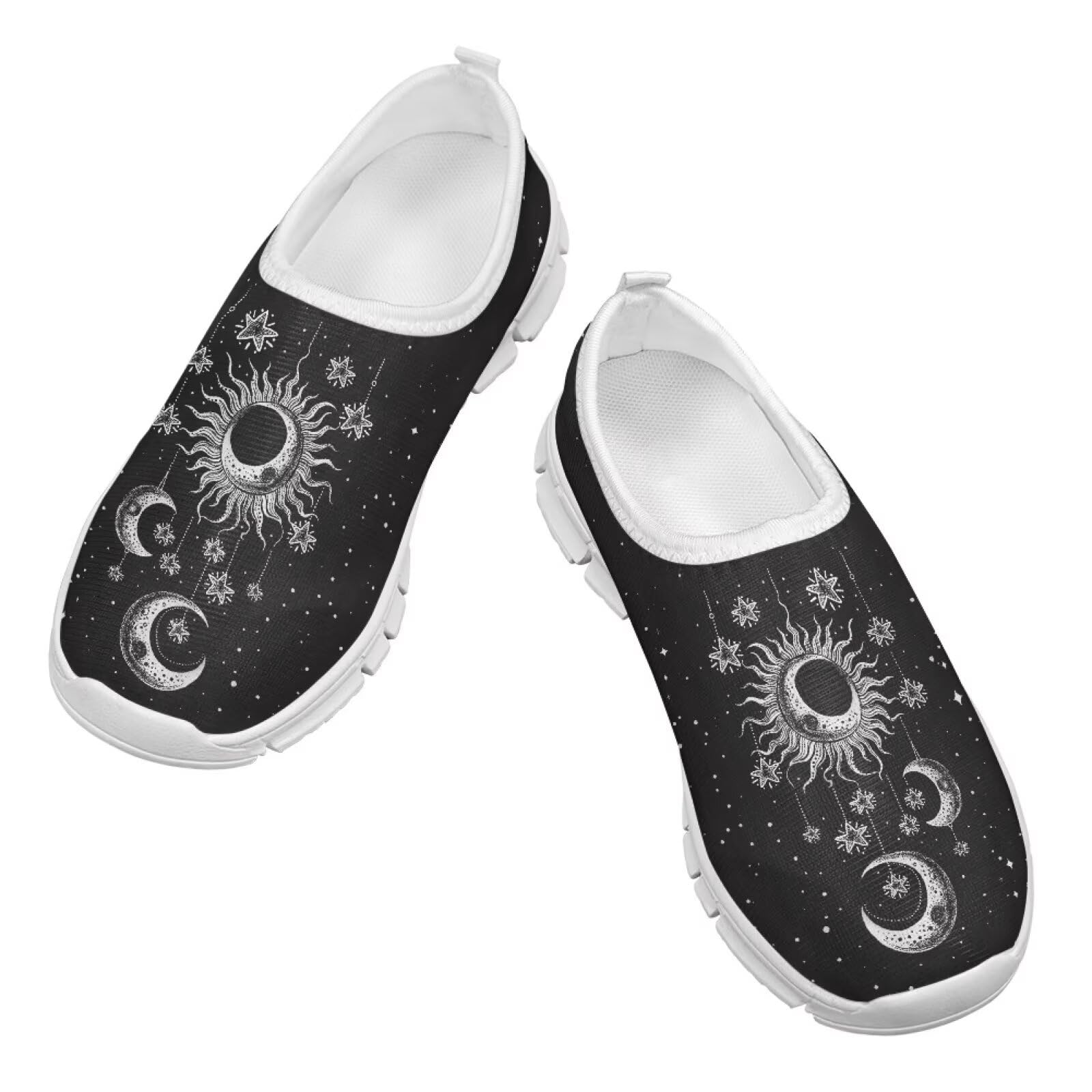 Cugasmaru Galaxy Running Shoes for Boys Tennis Shoes Size 1.5 Kids Moon Themed Slip On Sneakers Little Girls Back to School Bowling Sport Shoes Active Student Casual Shoes