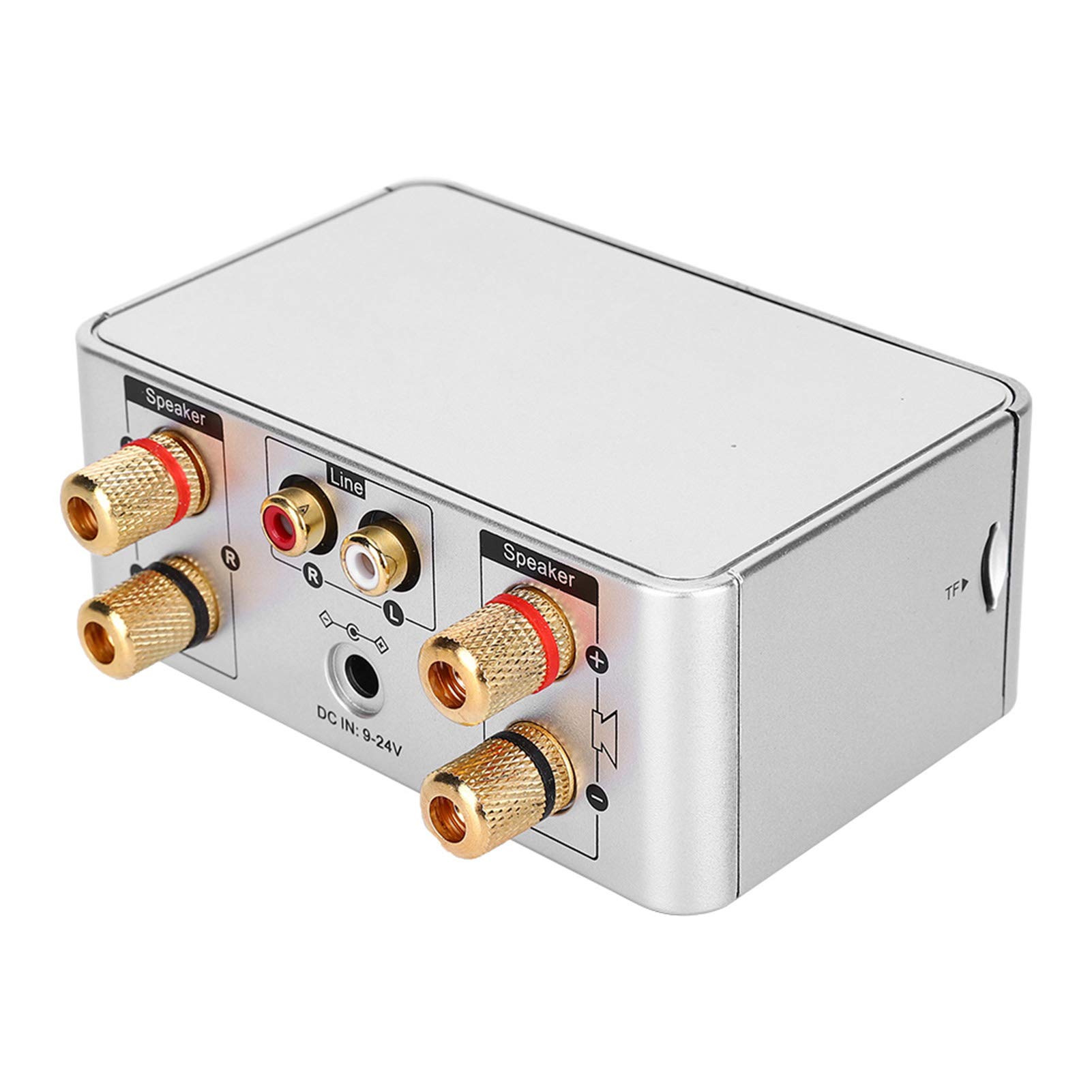 FTVOGUE Placa Amplificadora de Audio Bluetooth 5,0, Canal Dual de 50W, Sonido Hi-Fi para Cine en Casa y Estudio de Música, Compatible con Tarjeta de Memoria (Silver)