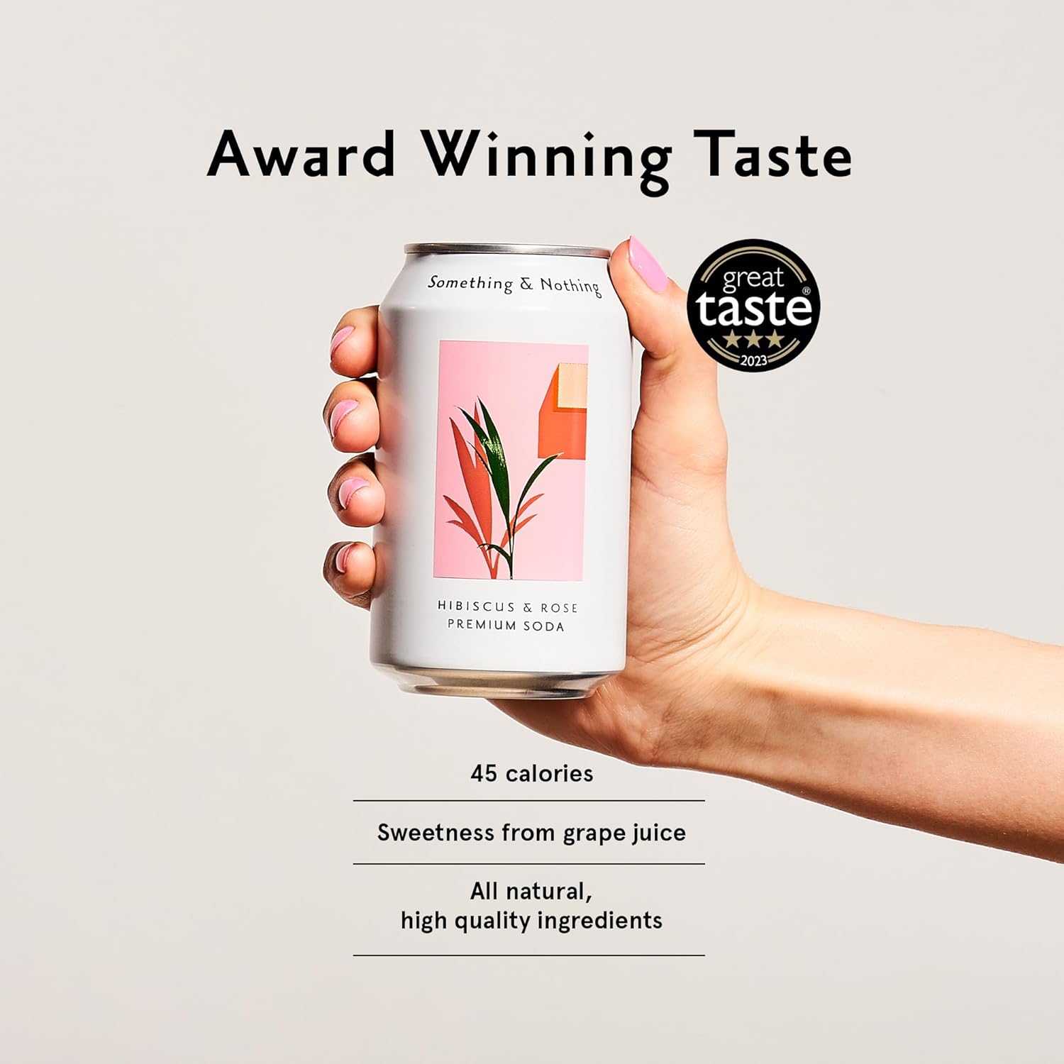 Something & Nothing Hibiscus & Rose Flavoured Sparkling Water | Lightly Carbonated, Full Flavoured with Added Grape & Lemon Juice | Vegan & Low Calorie Soda | 12 Fl Oz Cans (Pack of 12)