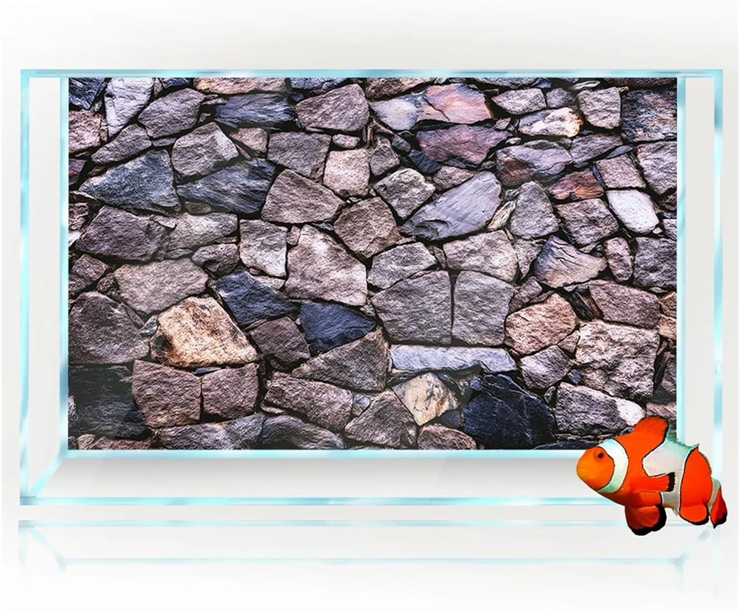 Aquarium Background Sticker Stone Rock Walls Marbled Wallpaper Fish Tank Reptile Habitat Decorations(58x87cm 23x34in)