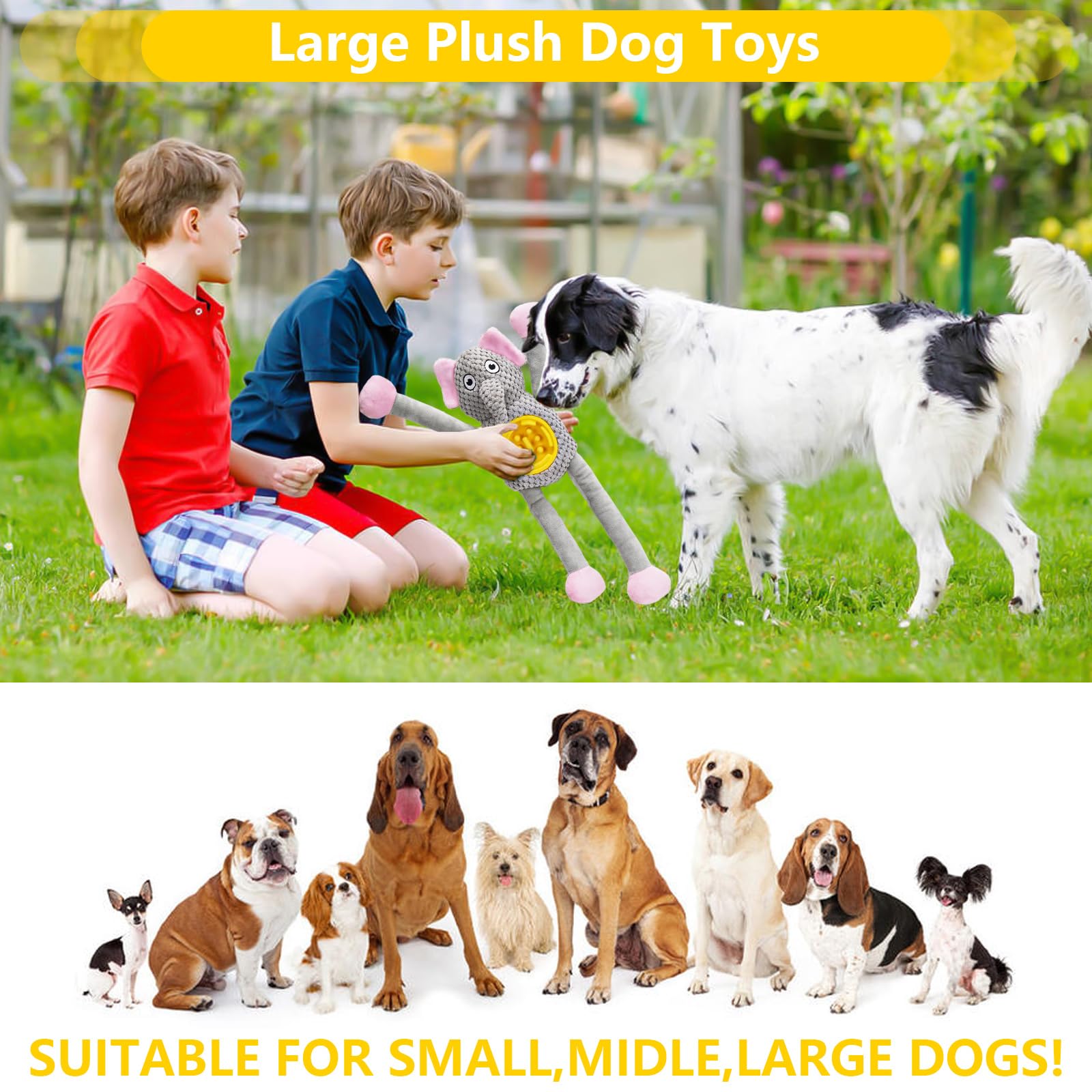 Hundespielzeug, Plüschtiere mit Quietschen, Papier, Futterversteckfunktion, weicher Stoff, geeignet für große, mittelgroße und kleine Hunde - Spielzeug, das Hunde lieben
