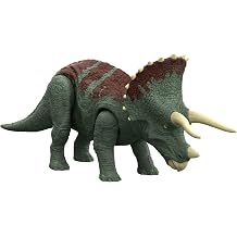 Jurassic World HDX34 - Dominion Roaring Dinosaur Triceratops Herbivore Action Figure with Roaring Sounds Headbutt Attack Movable Joints Dinosaur Toy from 4 Years