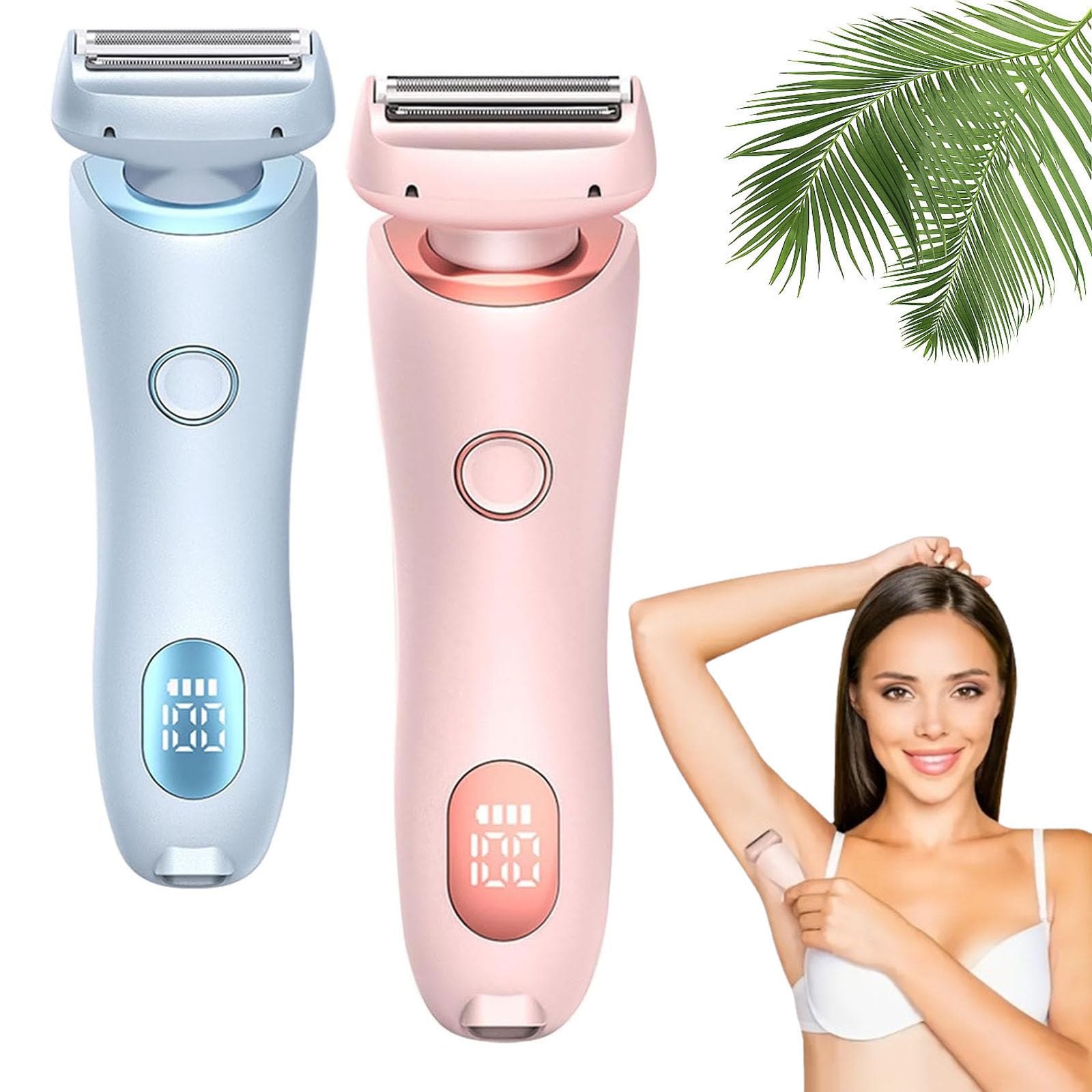 Glisse Pro Haarentferner Boulina, Boulina Rasierer Damen, IPX7 Waterproof, Cordless UBS Wet/Dry Epilator with LED Display, Wireless for Face, Bikini, Legs, Arms, Body (Mix*2)