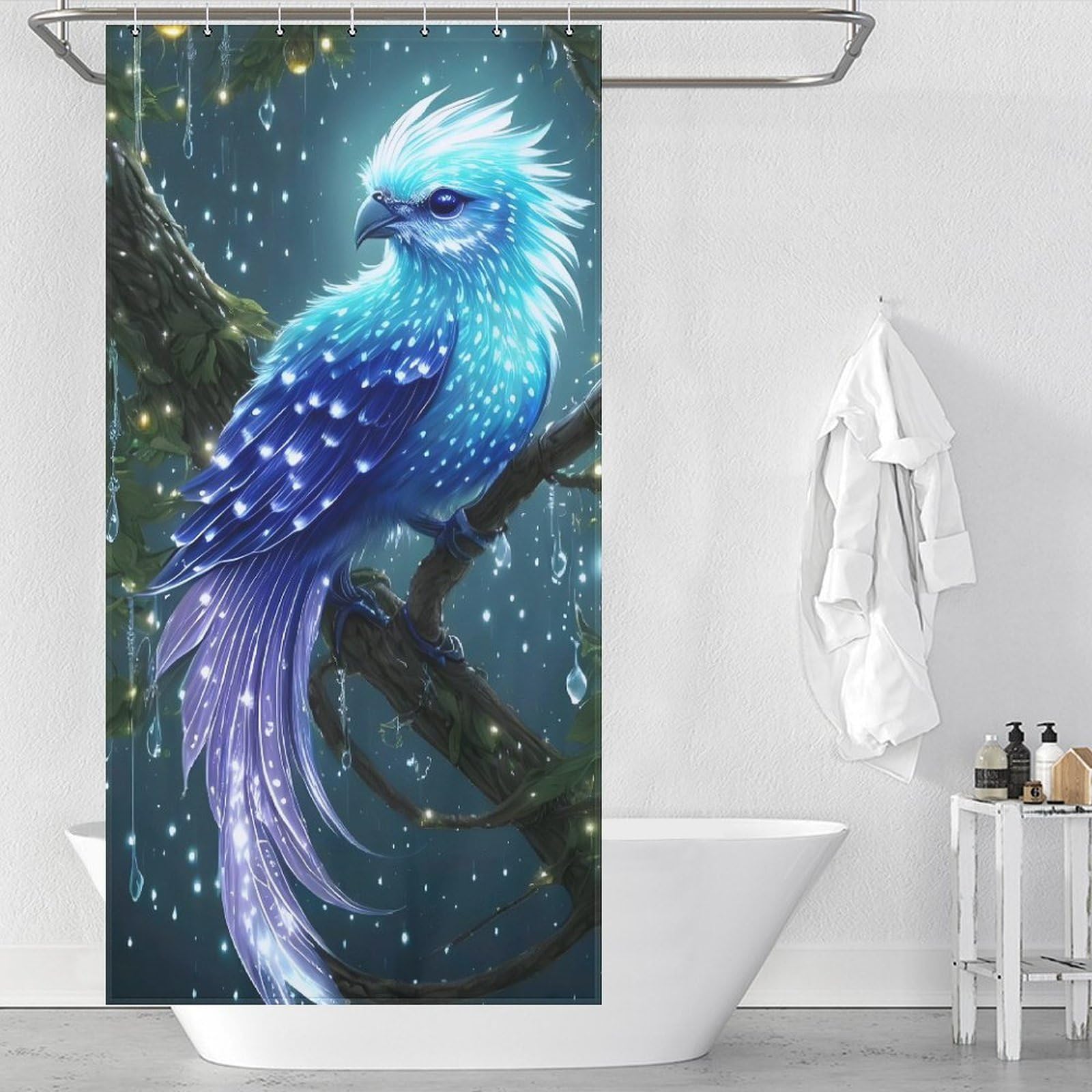Rideau de douche oiseau mignon imperméable pour une salle de bain familiale propre et colorée