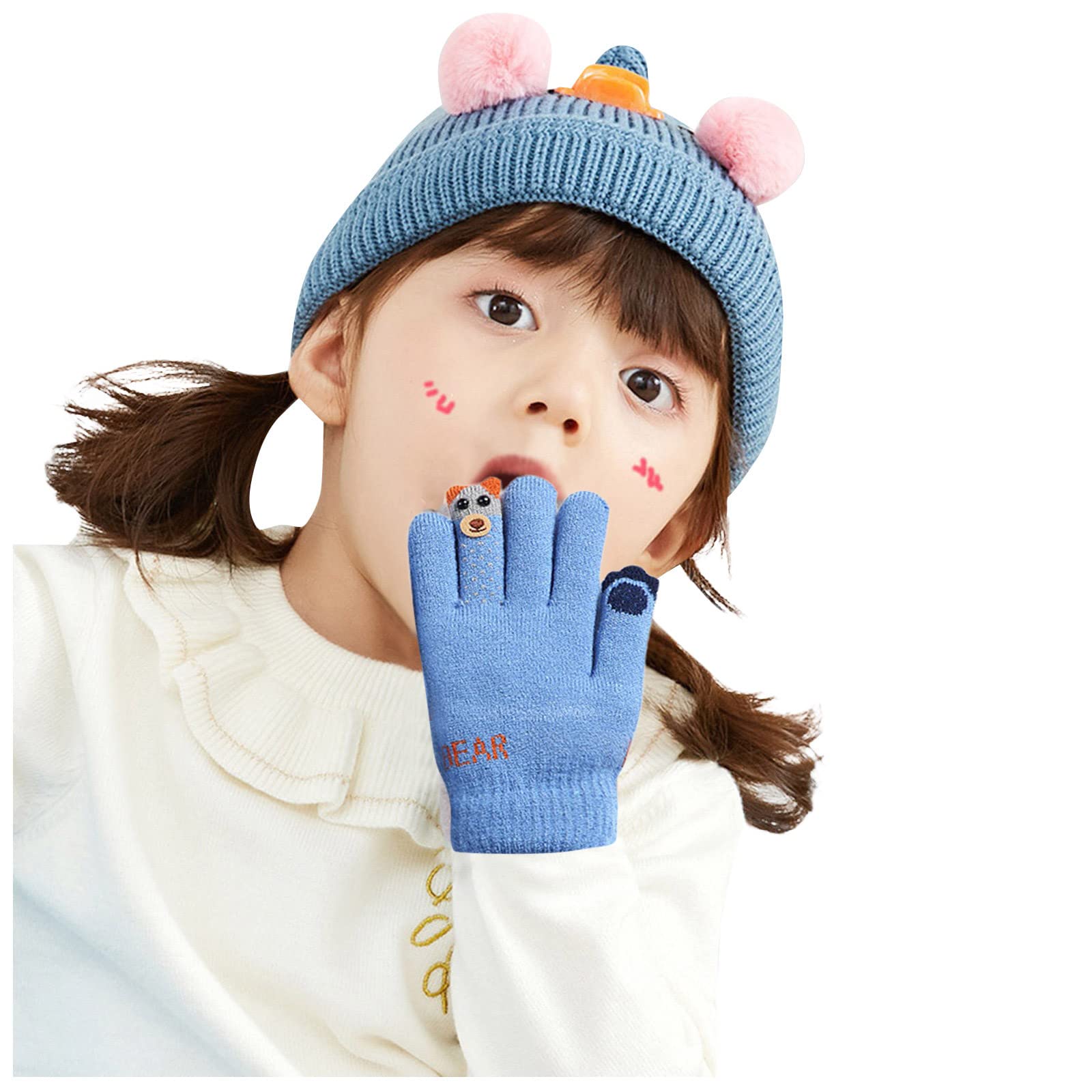 Gants Enfant Hiver Gants Moufles Enfant 3-5 Ans RUIXIA - Hiver Chauds Avec Corde, Mignons - Pour École, Vélo, Ski - Cadeau Noël Gants Hiver