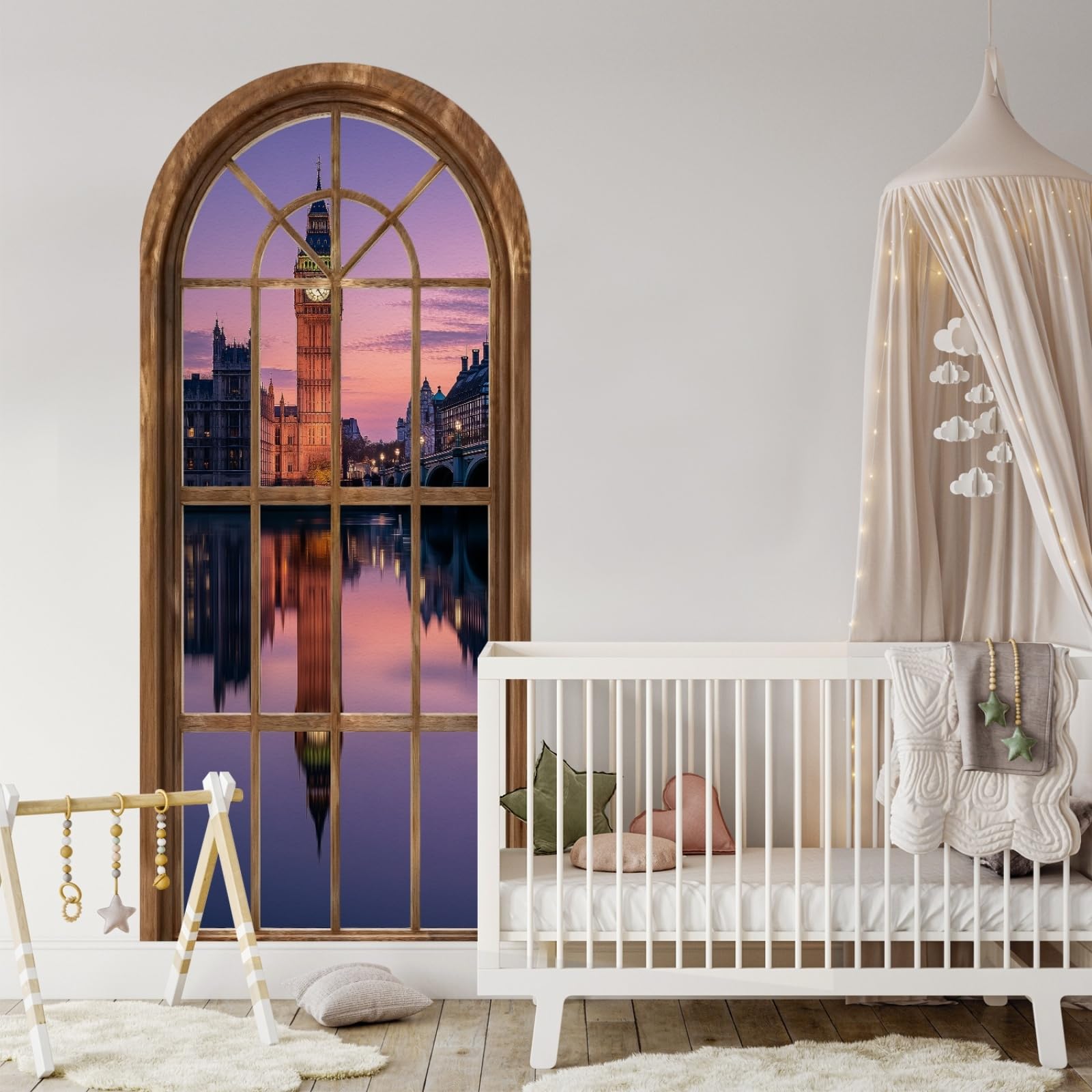 Stickers 3D DIY Mural autocollant décoratif bâtiments jaunes pour chambre d'enfant